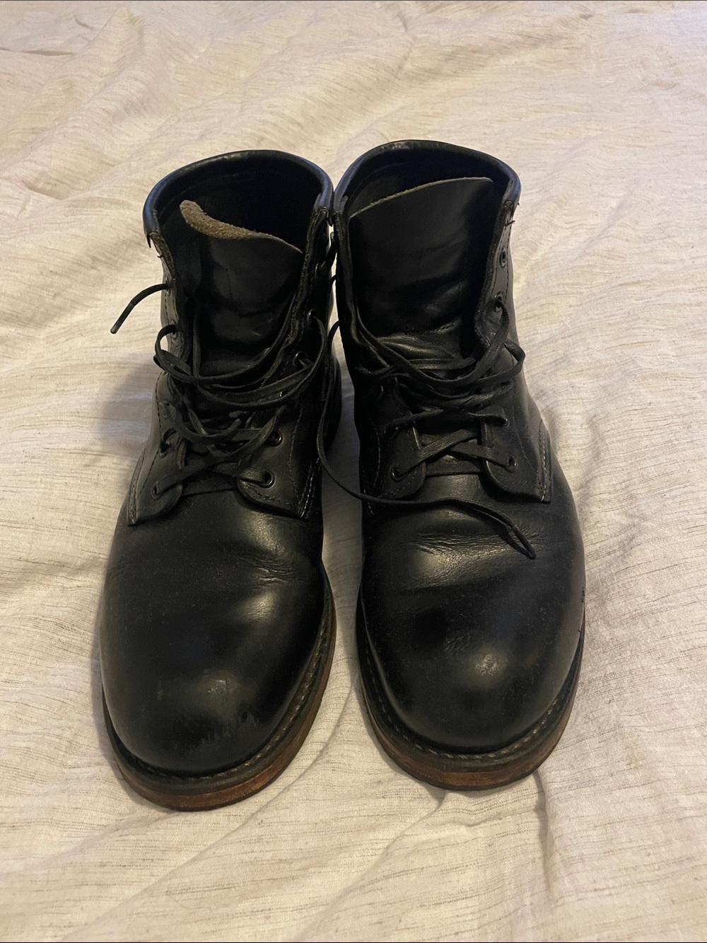 Red Wing Shoes Black Leather Lace-Up Work Boots